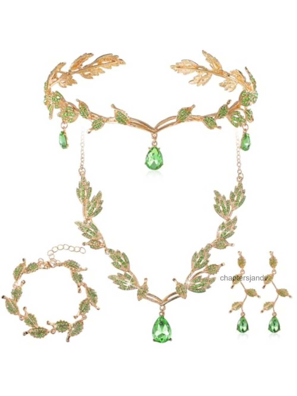 Rhinestone Fairy Tiara Necklace Earrings Bracelet Jewelry Set for Women